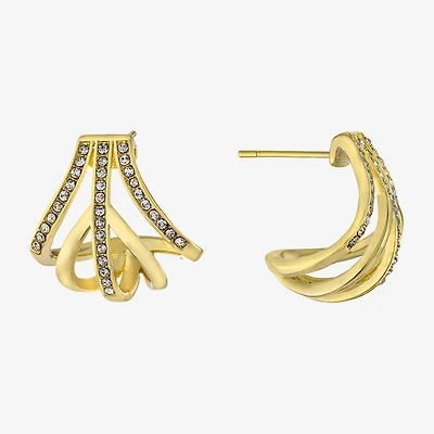 Sparkle Allure Womens Crystal 24K Gold Over Brass 18.8mm Hoop Earrings