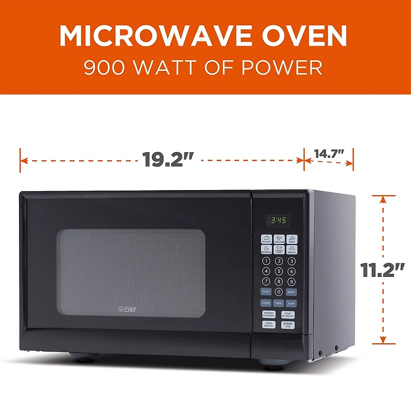 Commercial Chef 0.9-Cu. Ft. Countertop Microwave with Push Button Door Release