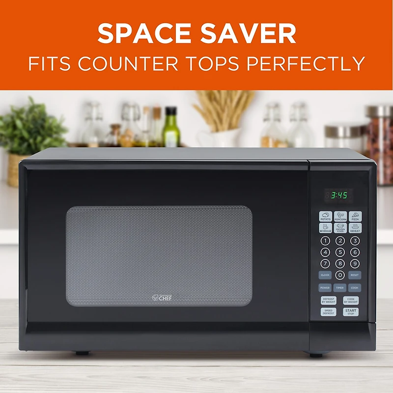 Commercial Chef 0.9-Cu. Ft. Countertop Microwave with Push Button Door Release