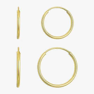 Womens 10K Gold 2 Pair Earring Set