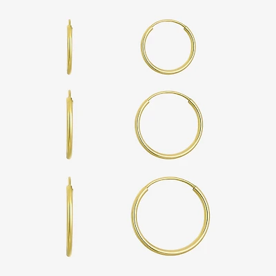 10mm, 12mm, 14mm Hoop 14K Gold 3 Pair Earring Set