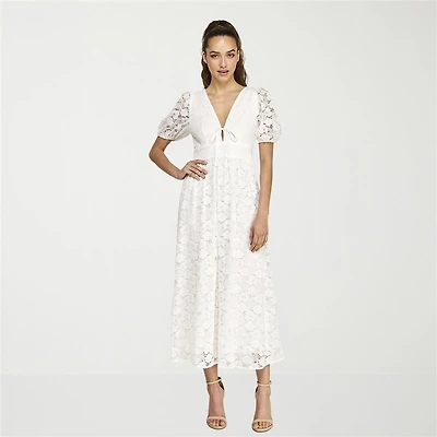 B. Smart Womens Juniors Midi V Neck Short Sleeve A-Line Dress