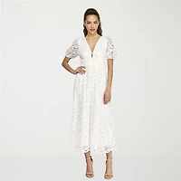 B. Smart Womens Juniors Midi V Neck Short Sleeve A-Line Dress