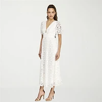 B. Smart Womens Juniors Midi V Neck Short Sleeve A-Line Dress