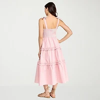 City Triangle Womens Juniors Midi Sleeveless Gingham A-Line Dress