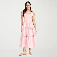 City Triangle Womens Juniors Midi Sleeveless Gingham A-Line Dress