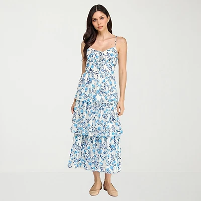 City Triangle Womens Juniors V Neck Sleeveless A-Line Dress