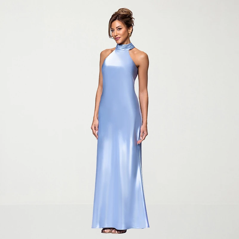 DJ Jaz Womens Halter Neck Sleeveless Evening Gown