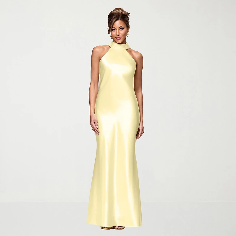 DJ Jaz Womens Halter Neck Sleeveless Evening Gown