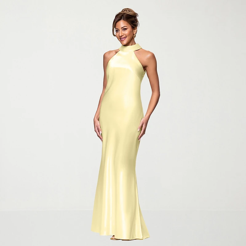DJ Jaz Womens Halter Neck Sleeveless Evening Gown