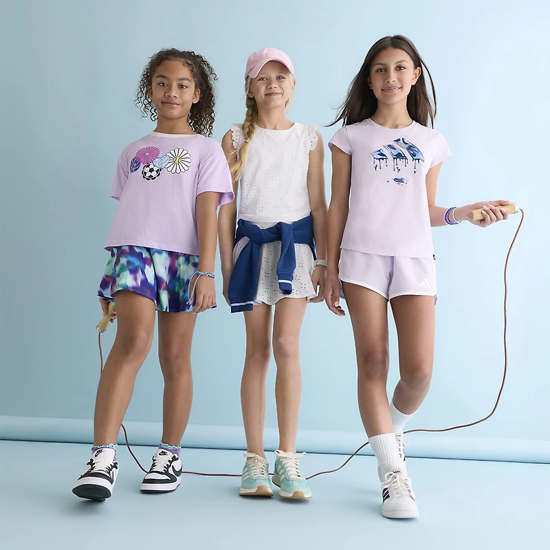 adidas Big Kid Girls Crew Neck Short Sleeve Slim Fit Graphic T-Shirt