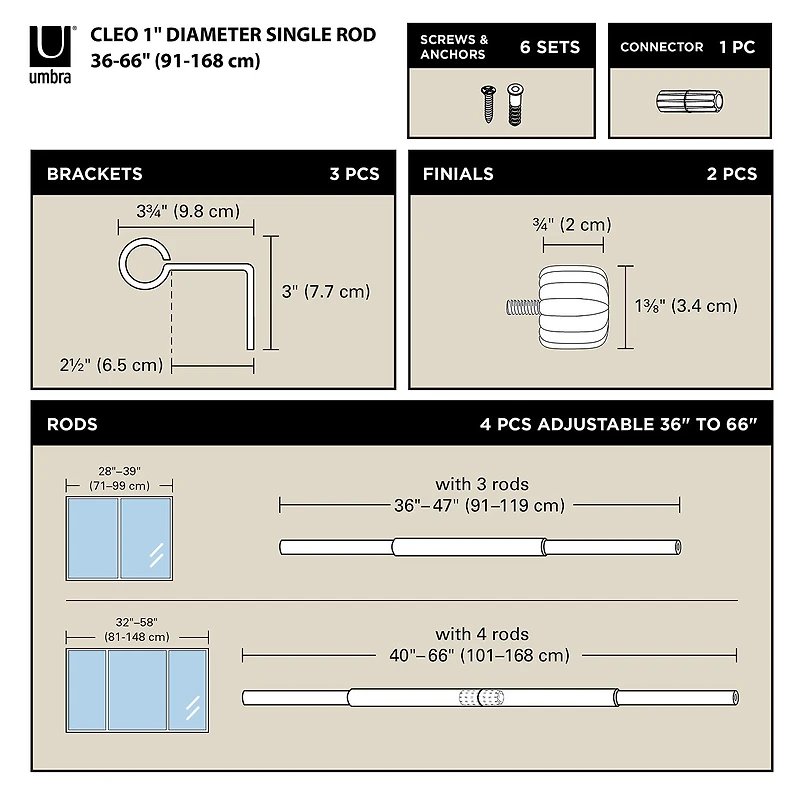 Umbra Cleo 1 Curtain Rod