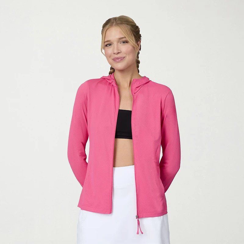 Free Country Womens Long Sleeve Moisture Wicking Zipper Active Hoodie
