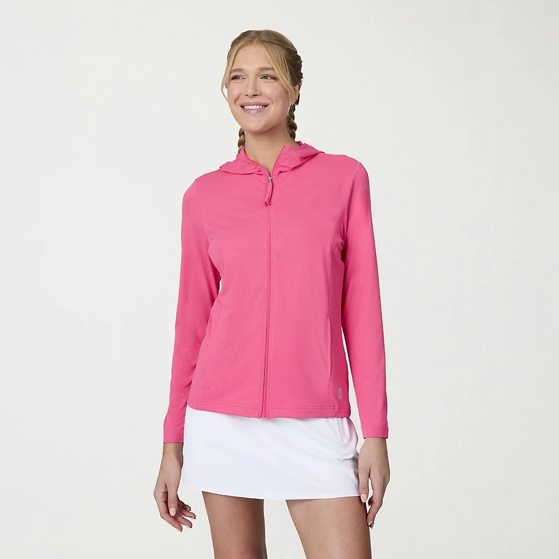 Free Country Womens Long Sleeve Moisture Wicking Zipper Active Hoodie