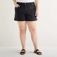 a.n.a Patch Pocket Womens Plus 4" Highest Rise Chino Short