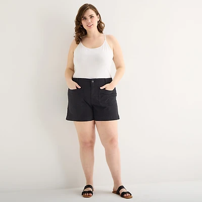 a.n.a Patch Pocket Womens Plus 4" Highest Rise Chino Short