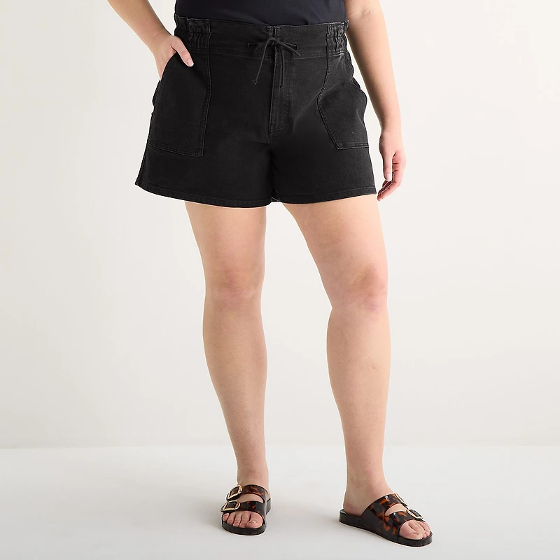 a.n.a Utility Womens Plus 5" Highest Rise Denim Short