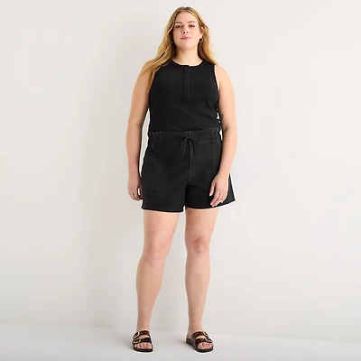 a.n.a Utility Womens Plus 5" Highest Rise Denim Short