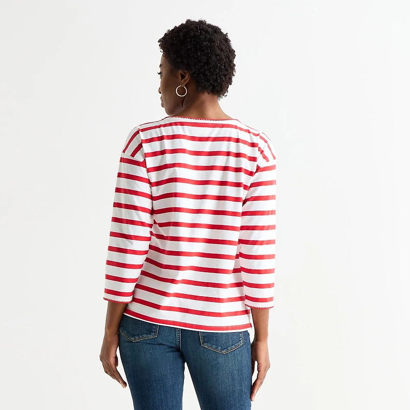 St. John's Bay Womens Tall Crew Neck 3/4 Sleeve Blouse