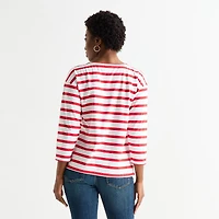 St. John's Bay Womens Tall Crew Neck 3/4 Sleeve Blouse