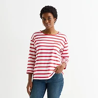 St. John's Bay Womens Tall Crew Neck 3/4 Sleeve Blouse