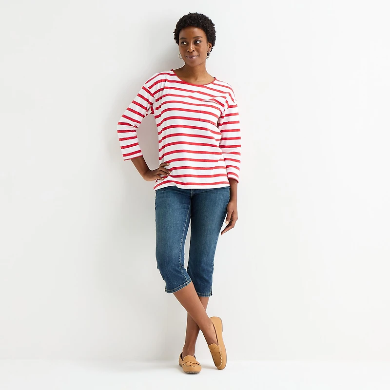 St. John's Bay Womens Tall Crew Neck 3/4 Sleeve Blouse
