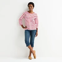 St. John's Bay Womens Tall Crew Neck 3/4 Sleeve Blouse