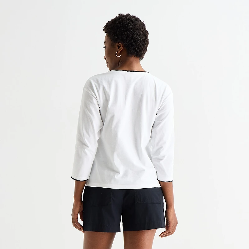 St. John's Bay Womens Tall Crew Neck 3/4 Sleeve Blouse