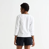 St. John's Bay Womens Tall Crew Neck 3/4 Sleeve Blouse