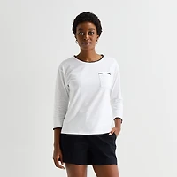 St. John's Bay Womens Tall Crew Neck 3/4 Sleeve Blouse