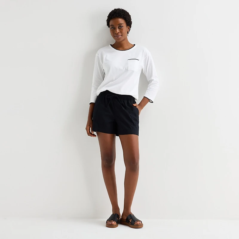 St. John's Bay Womens Tall Crew Neck 3/4 Sleeve Blouse