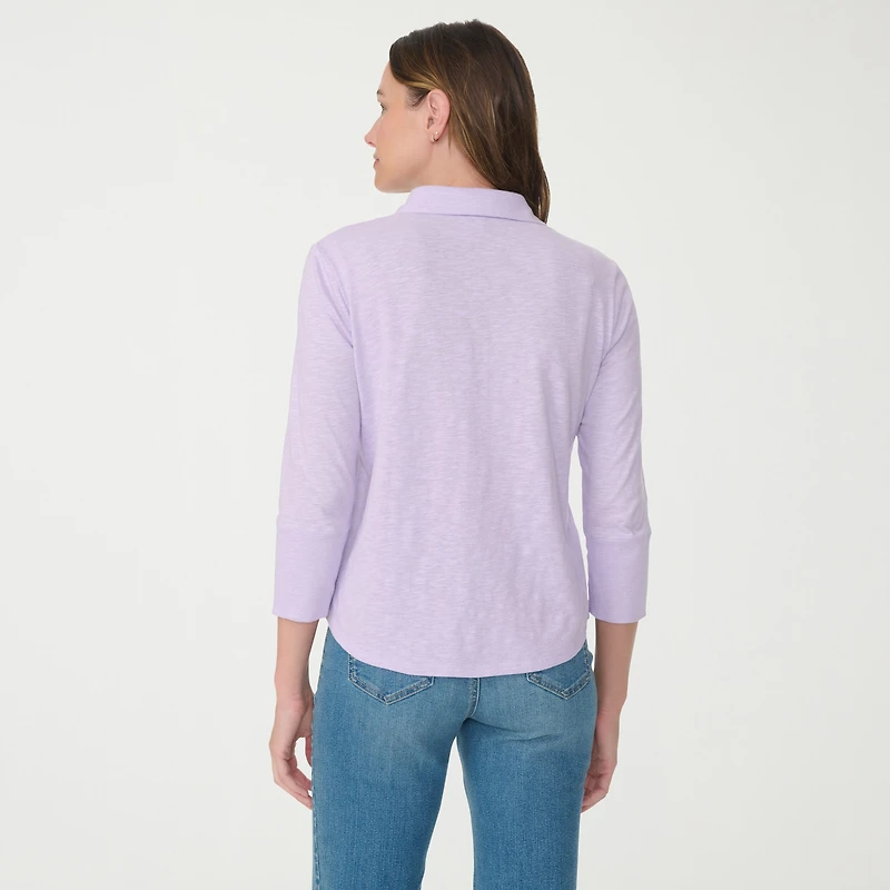 Gloria Vanderbilt Ashten Womens 3/4 Sleeve Regular Fit Button-Down Shirt