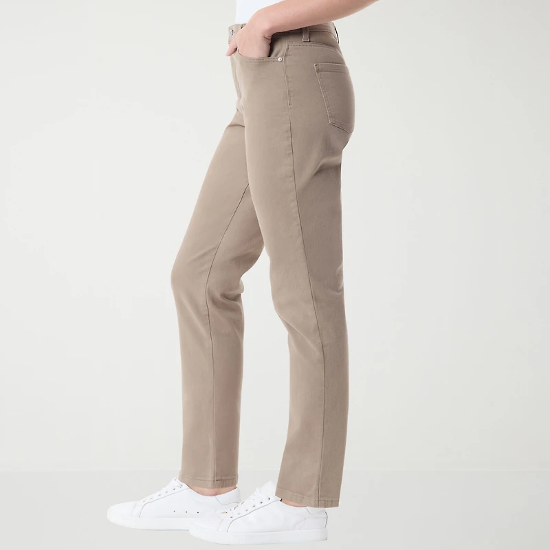 Gloria Vanderbilt Womens Misses Long High Rise Stretch Fabric Tapered Leg Jean
