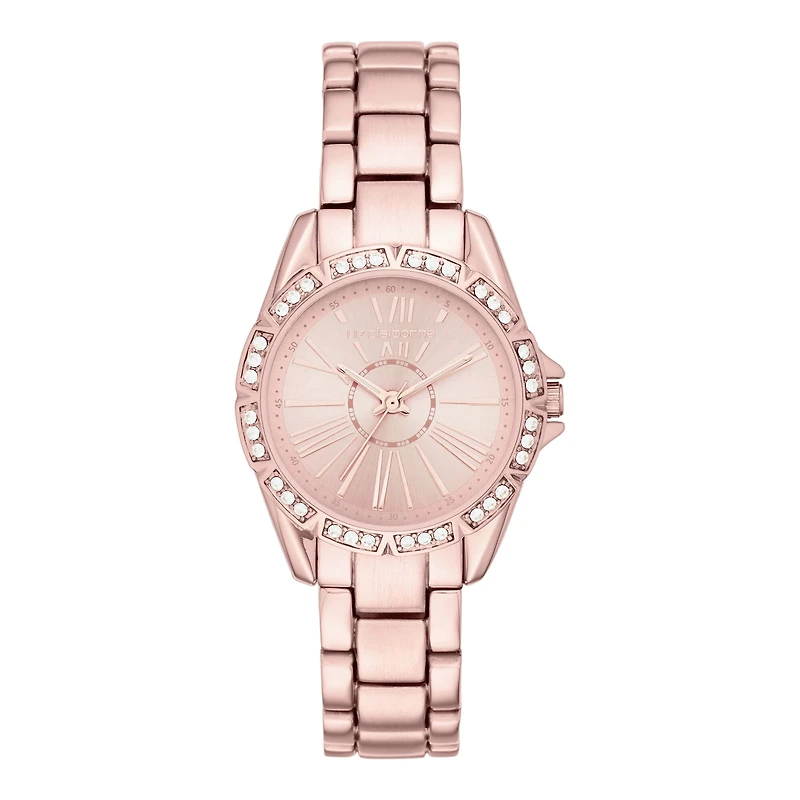 Liz Claiborne® Womens Rose-Tone Roman Numeral Watch
