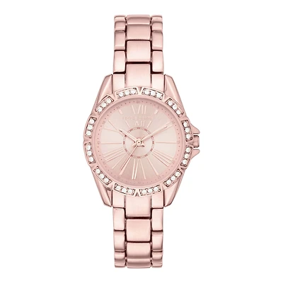 Liz Claiborne® Womens Rose-Tone Roman Numeral Watch