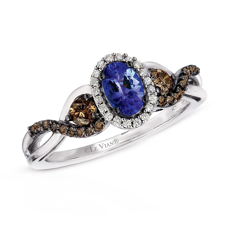 Le Vian® Grand Sample Sale™ Blueberry Tanzanite® Vanilla Diamonds® & Chocolate Diamonds® Ring set in 14K Vanilla Gold®