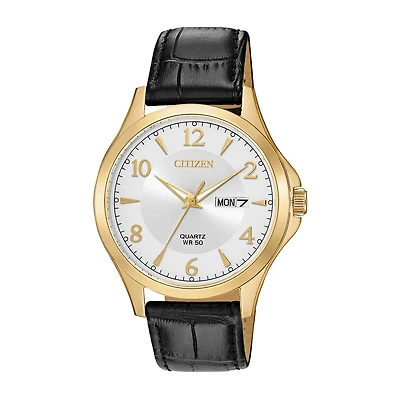 Citizen Quartz Mens Brown Leather Strap Watch Bf2003-25a
