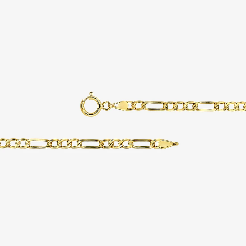 Made Italy Unisex Adult 10K Gold 22 Inch Figaro Chain Necklace
