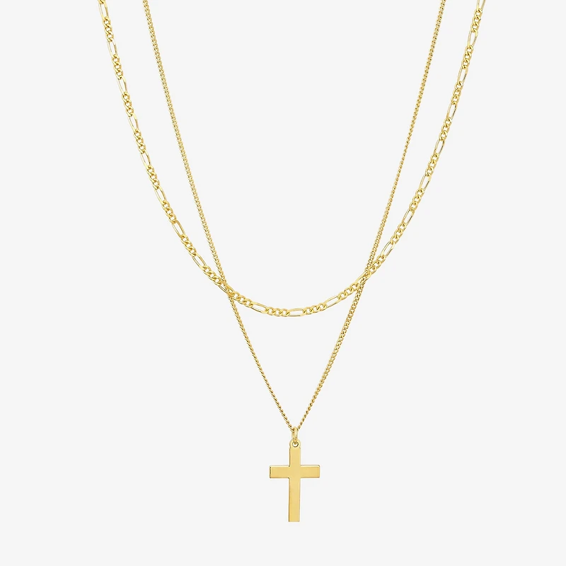 Made in Italy Womens 14K Gold Cross 17 Inch Pendant Necklace