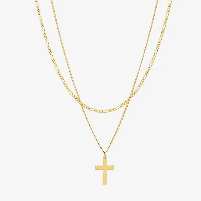Made in Italy Womens 14K Gold Cross 17 Inch Pendant Necklace