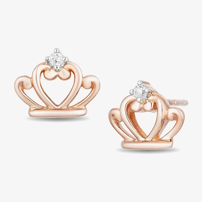 Diamond Accent Natural White Diamond Accent 14K Rose Gold Over Silver Sterling Silver 8mm Princess Stud Earrings