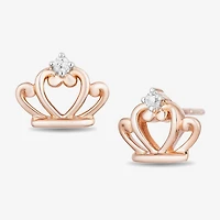 Diamond Accent Natural White Diamond Accent 14K Rose Gold Over Silver Sterling Silver 8mm Princess Stud Earrings