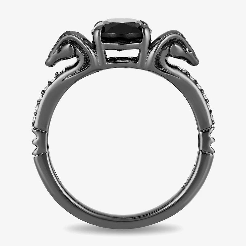 Womens Diamond Accent Genuine Black Onyx Sterling Silver Aladdin Jafar Cocktail Ring