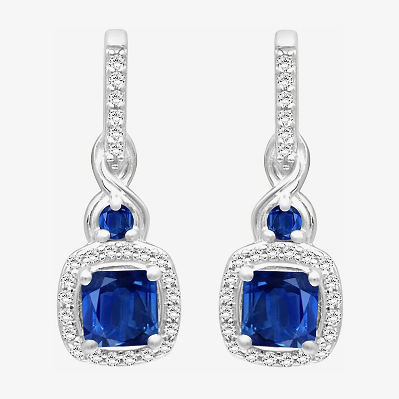 Womens Gemstone & 1/6 CT. T.W. Natural Diamond 10K Gold Drop Earrings