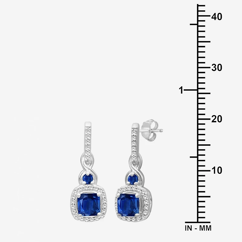 Womens Gemstone & 1/6 CT. T.W. Natural Diamond 10K Gold Drop Earrings