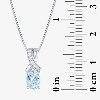 Womens Genuine Blue Aquamarine Sterling Silver Oval 18 Inch Pendant Necklace
