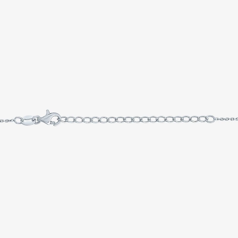 Womens Diamond Accent Genuine Blue Aquamarine Sterling Silver Oval 16 Inch Pendant Necklace