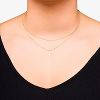 Made in Italy Womens 14K Gold Cross 17 Inch Pendant Necklace