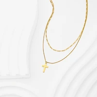 Made in Italy Womens 14K Gold Cross 17 Inch Pendant Necklace