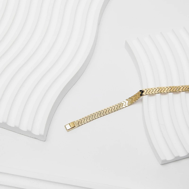 Womens 10K Gold Solid 7.5 Inch Link Bracelet